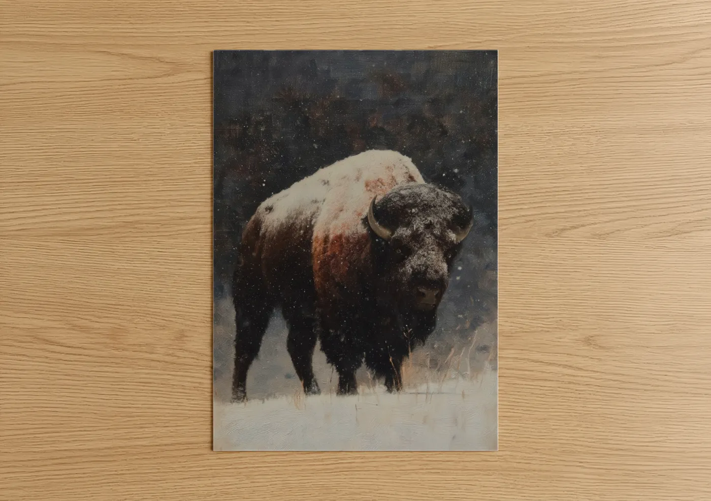 Snowy Bison Winter Wildlife Wall Art