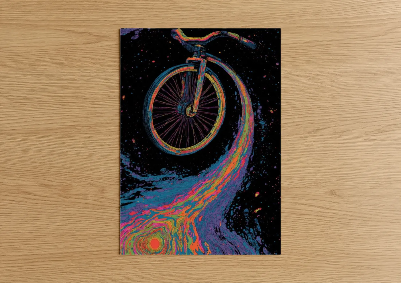 Cosmic Unicycle Neon Wall Art