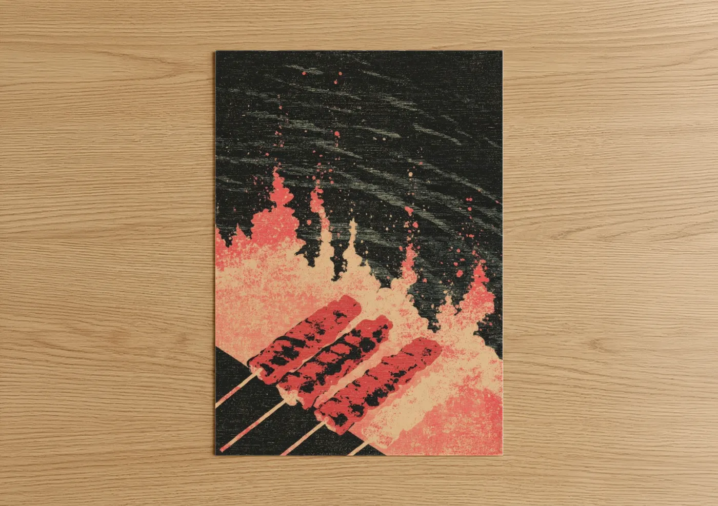 Crimson Skewers Modern Food Wall Art