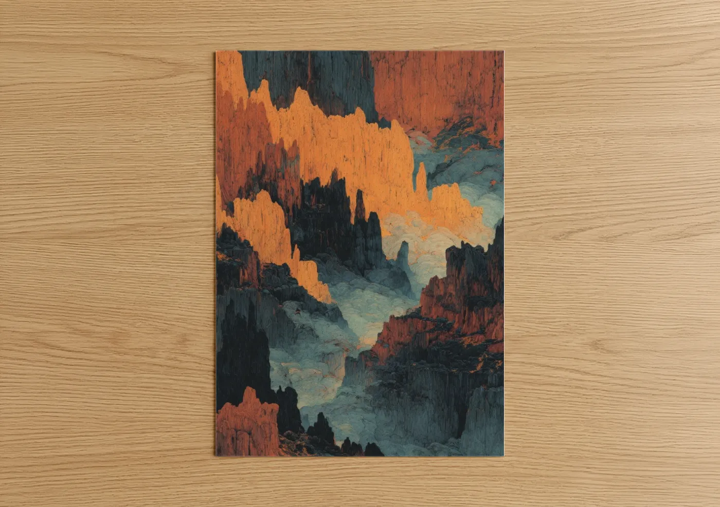 Golden Canyon Cliffs Abstract Landscape Wall Art