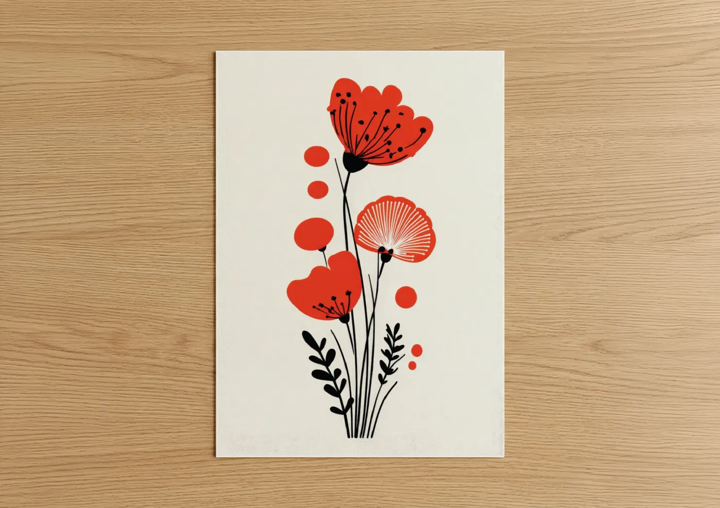 Abstract red flower wall art modern