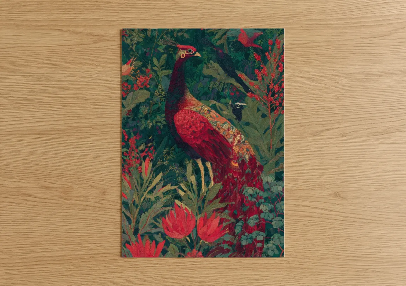 Crimson Phoenix Garden Floral Wall Art