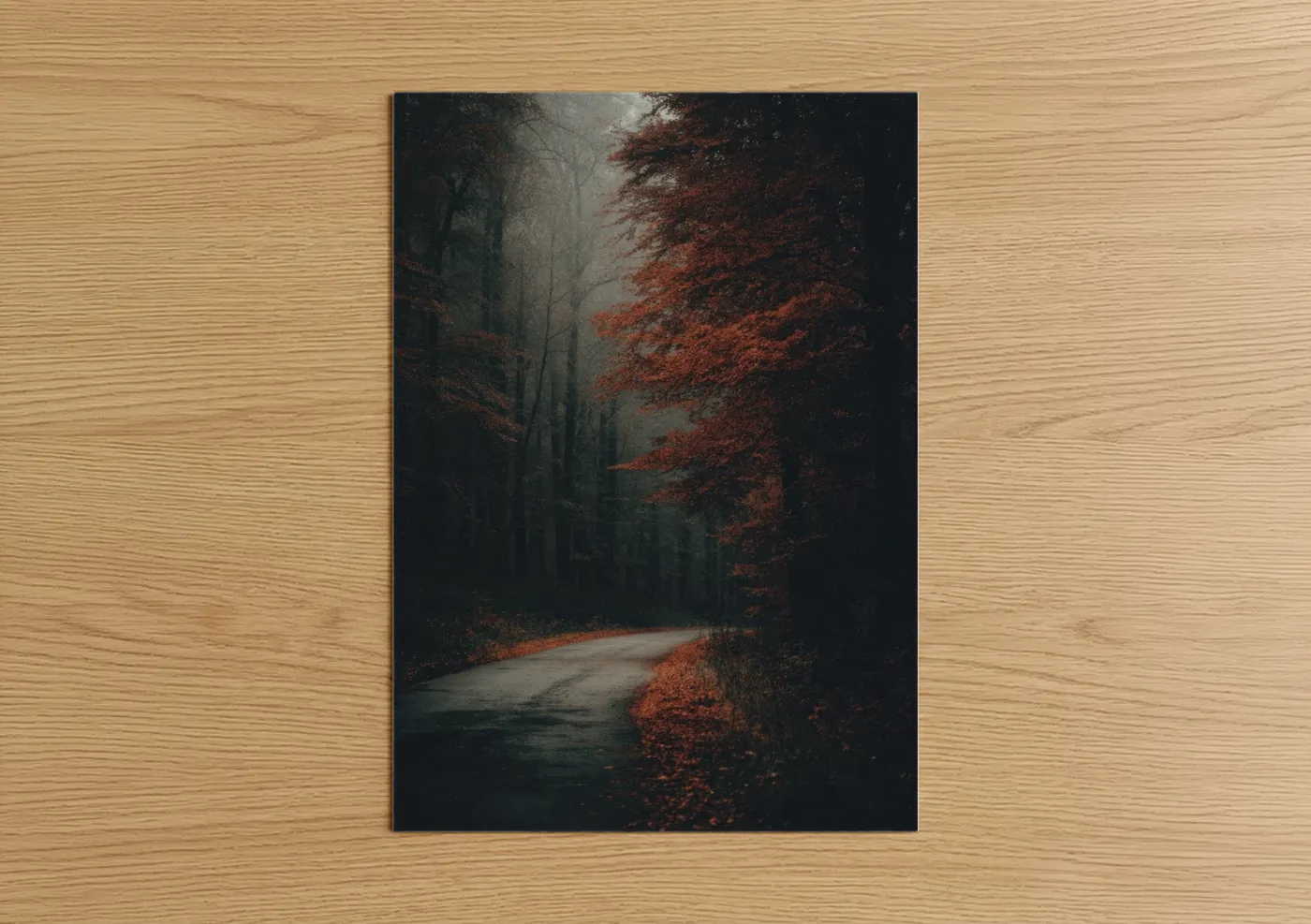 Moody Autumn Forest Road Landscape Wall Art