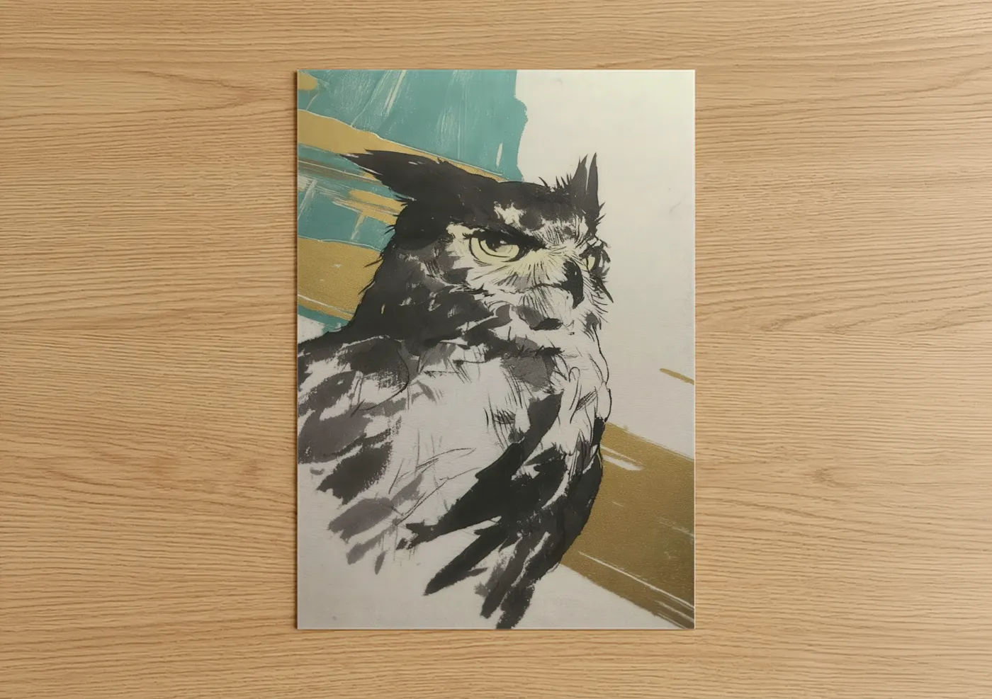 Watchful Owl Portrait Minimalist Wall Art