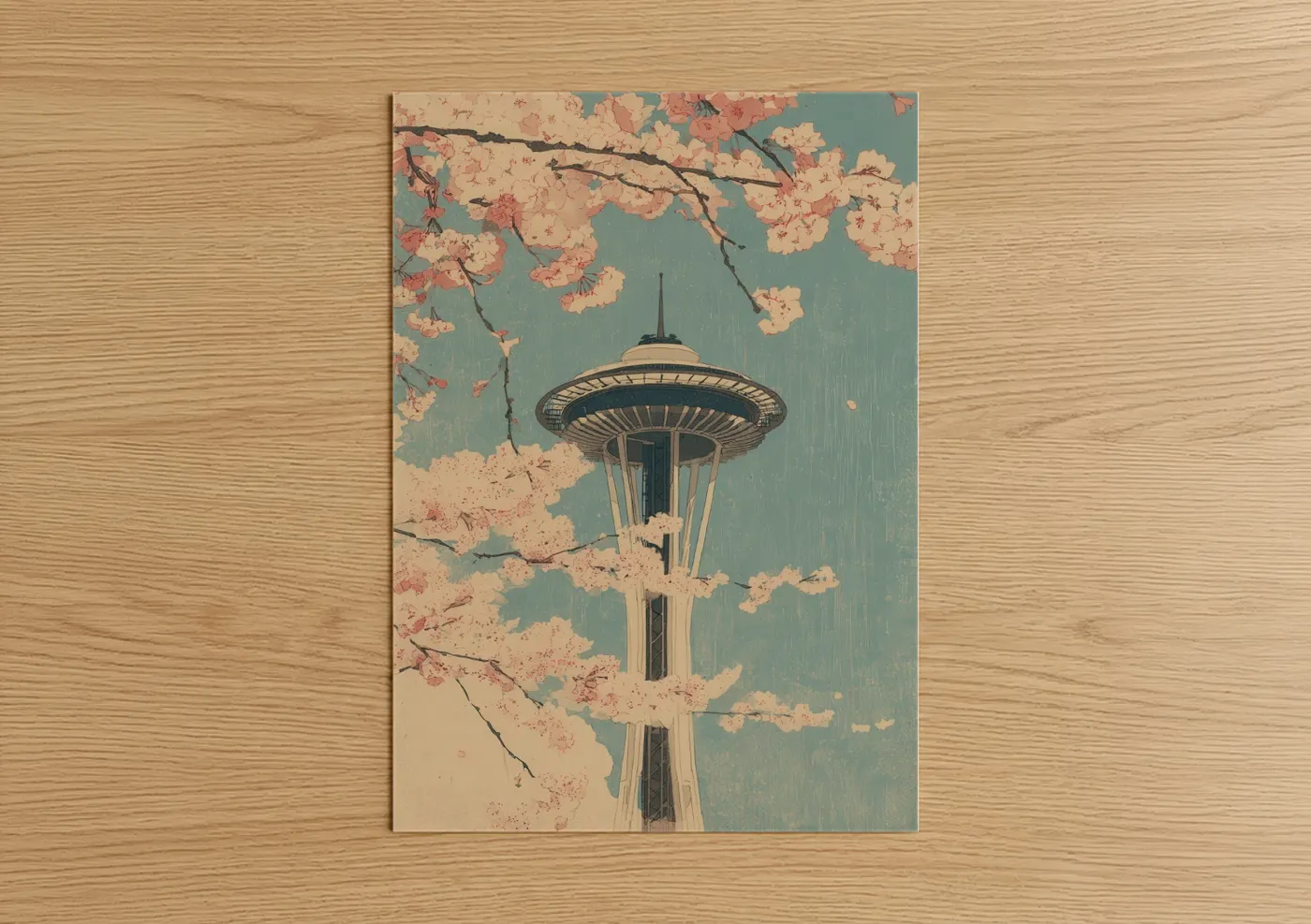 Cherry Blossom Space Needle Seattle Wall Art
