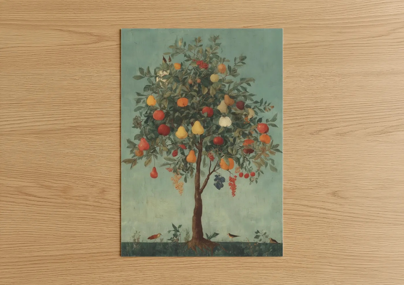 Abundant Fruit Tree Botanical Illustration Wall Art