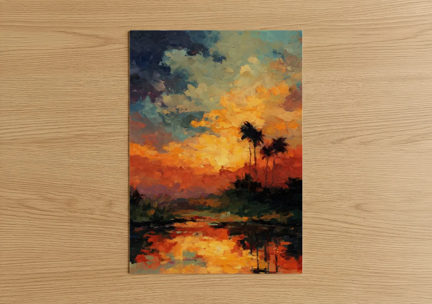 Tropical Oasis Sunset Painting Wall Art