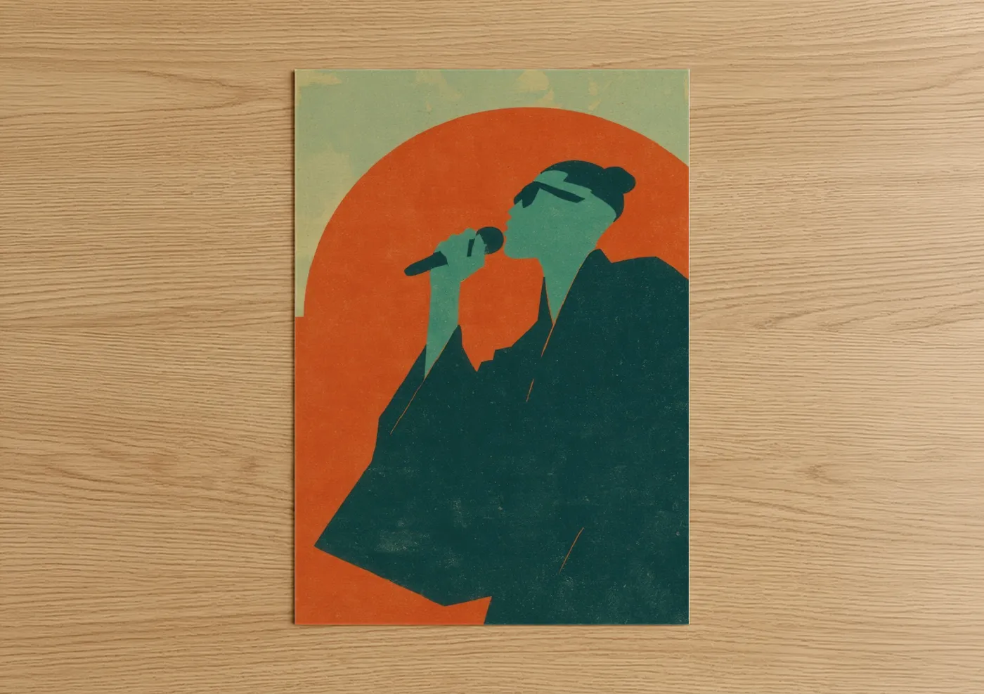 Hip Hop Singer Golden Hour Retro Wall Art
