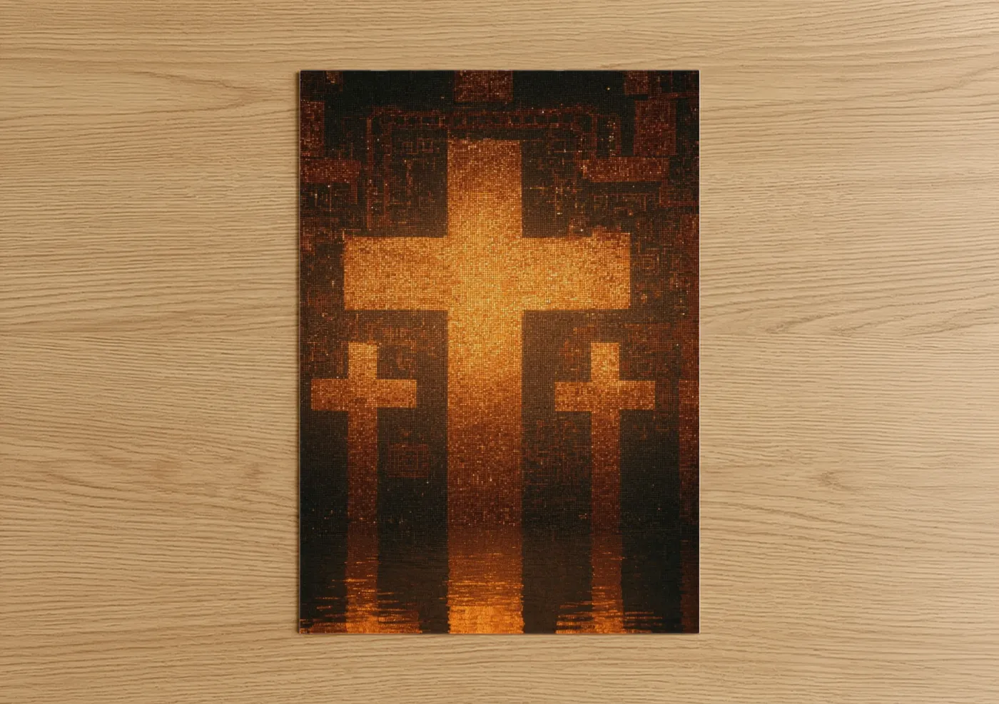 Golden Cross Light Religious Wall Art