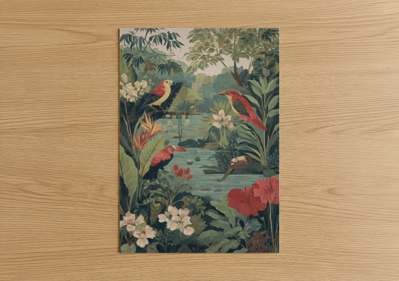 Tropical River Paradise Vintage Botanical Wall Art