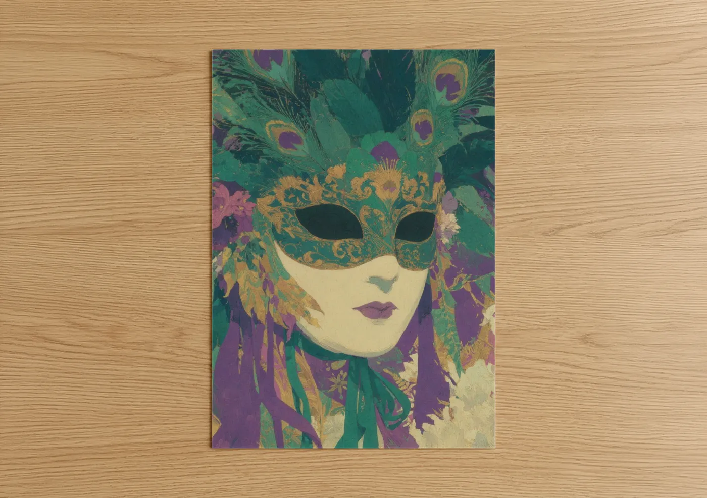 Masquerade Peacock Mardi Gras Carnival Wall Art