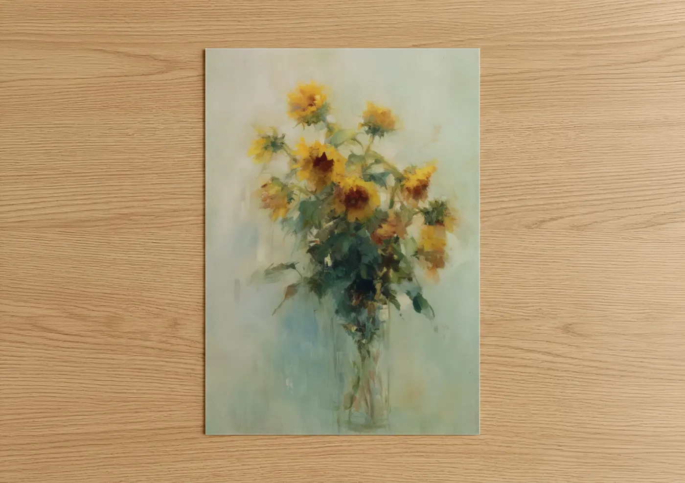 Golden Sunflower Bouquet Watercolor Wall Art