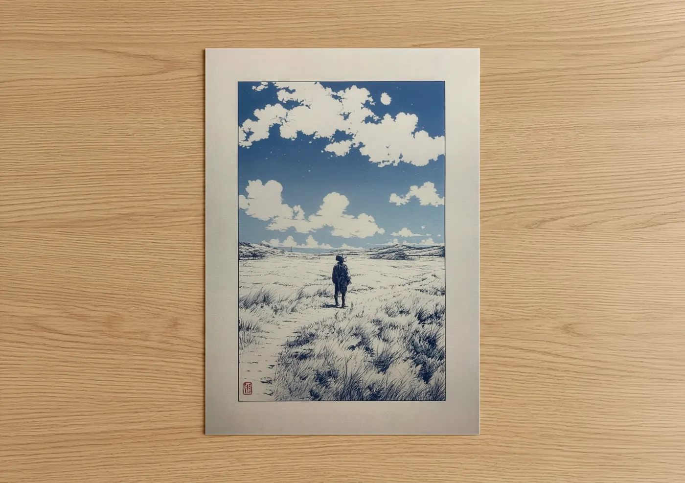 Solitary Figure in Rural Landscape Wall Art