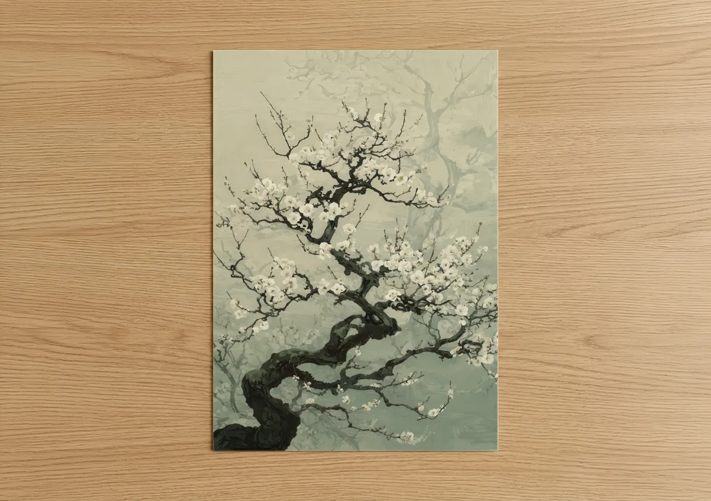 Snowy Bonsai Tree Japanese Wall Art