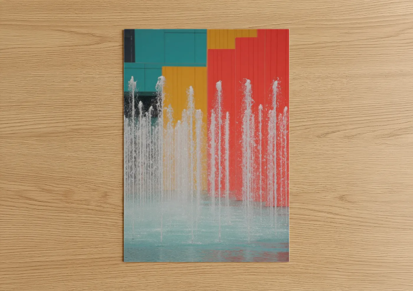 Modern Colorblock Fountain Architecture Wall Art