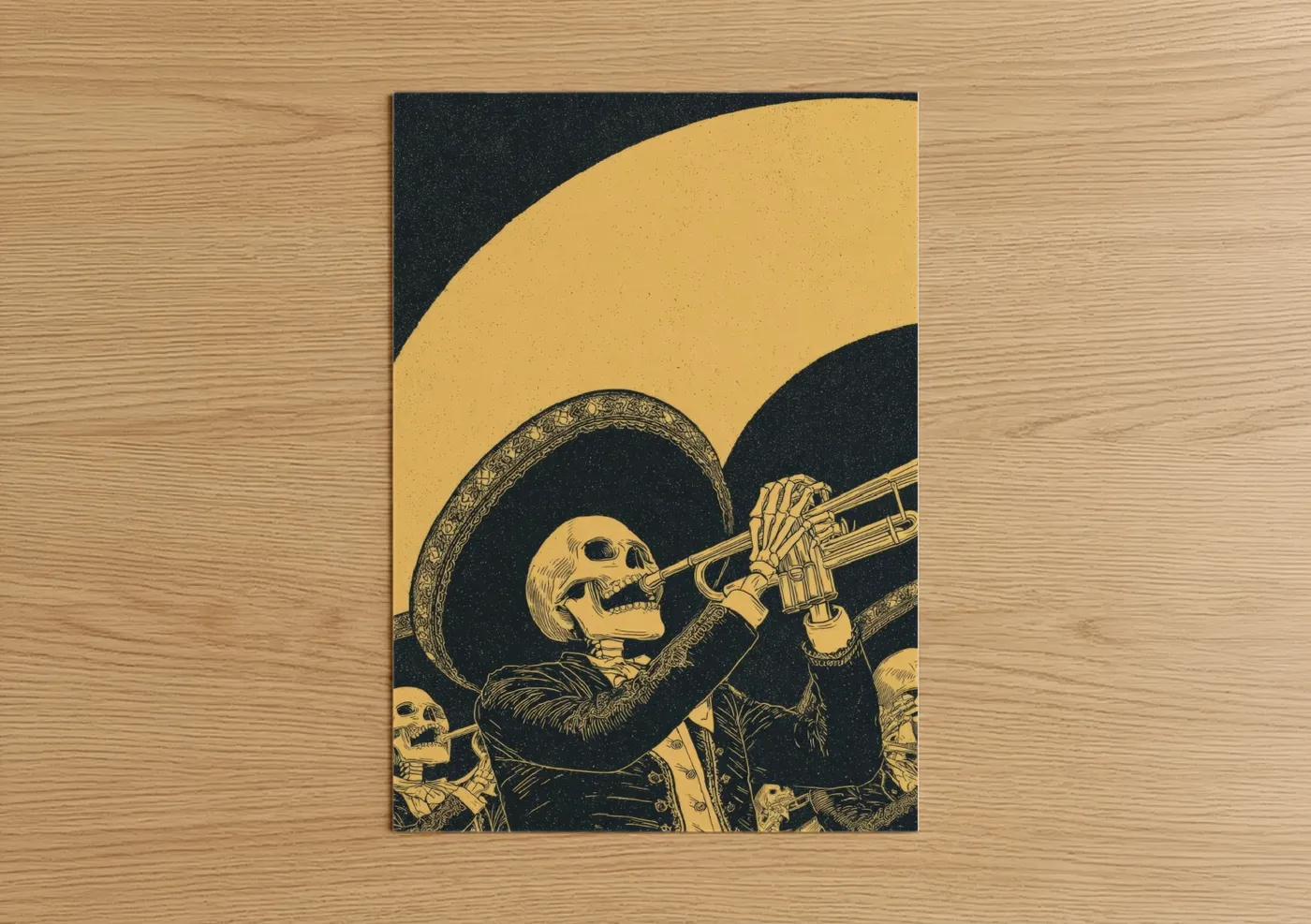 Skeletal Mariachi Musician Day of Dead Wall Art