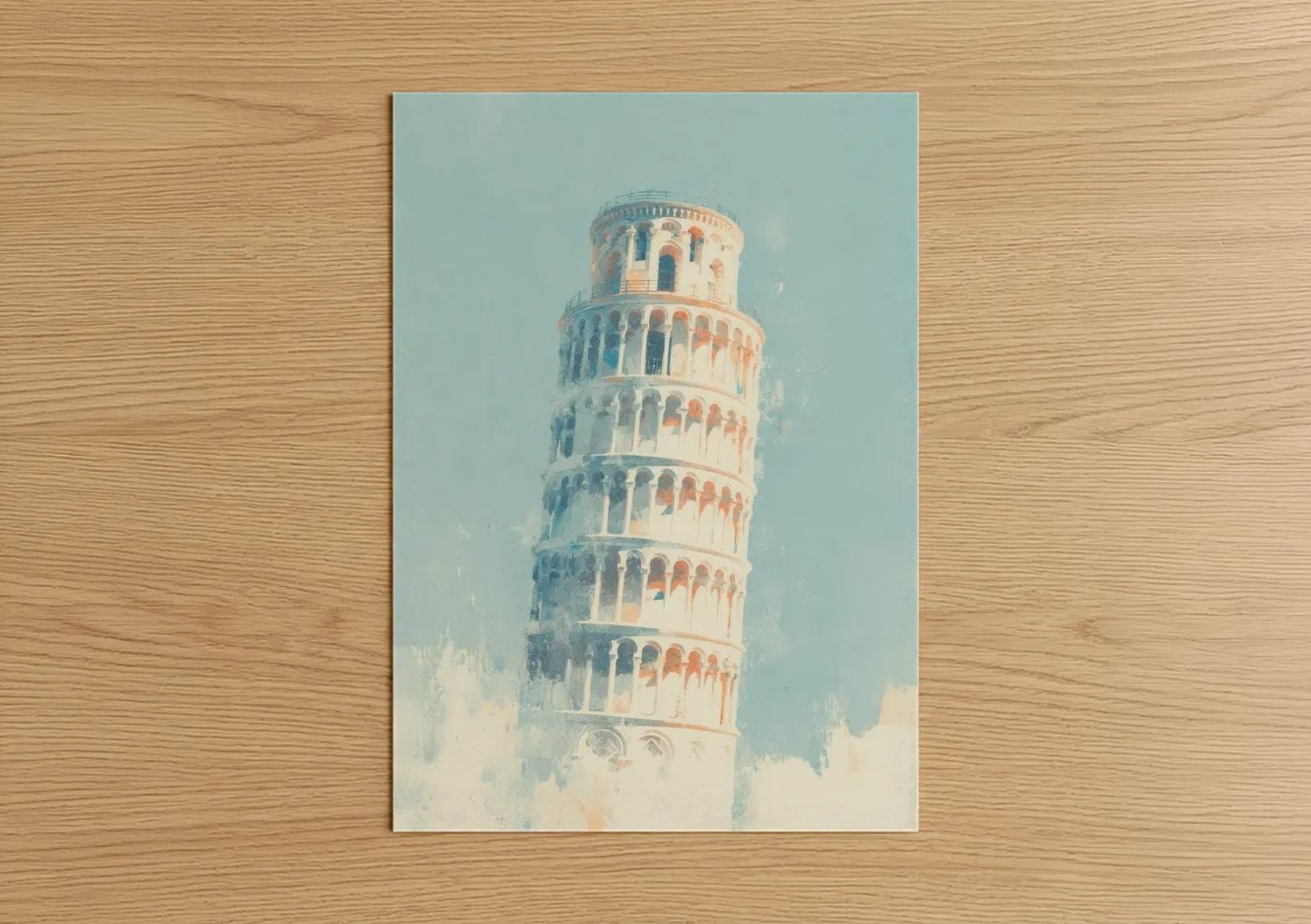 Leaning Tower of Pisa Watercolor Wall Art