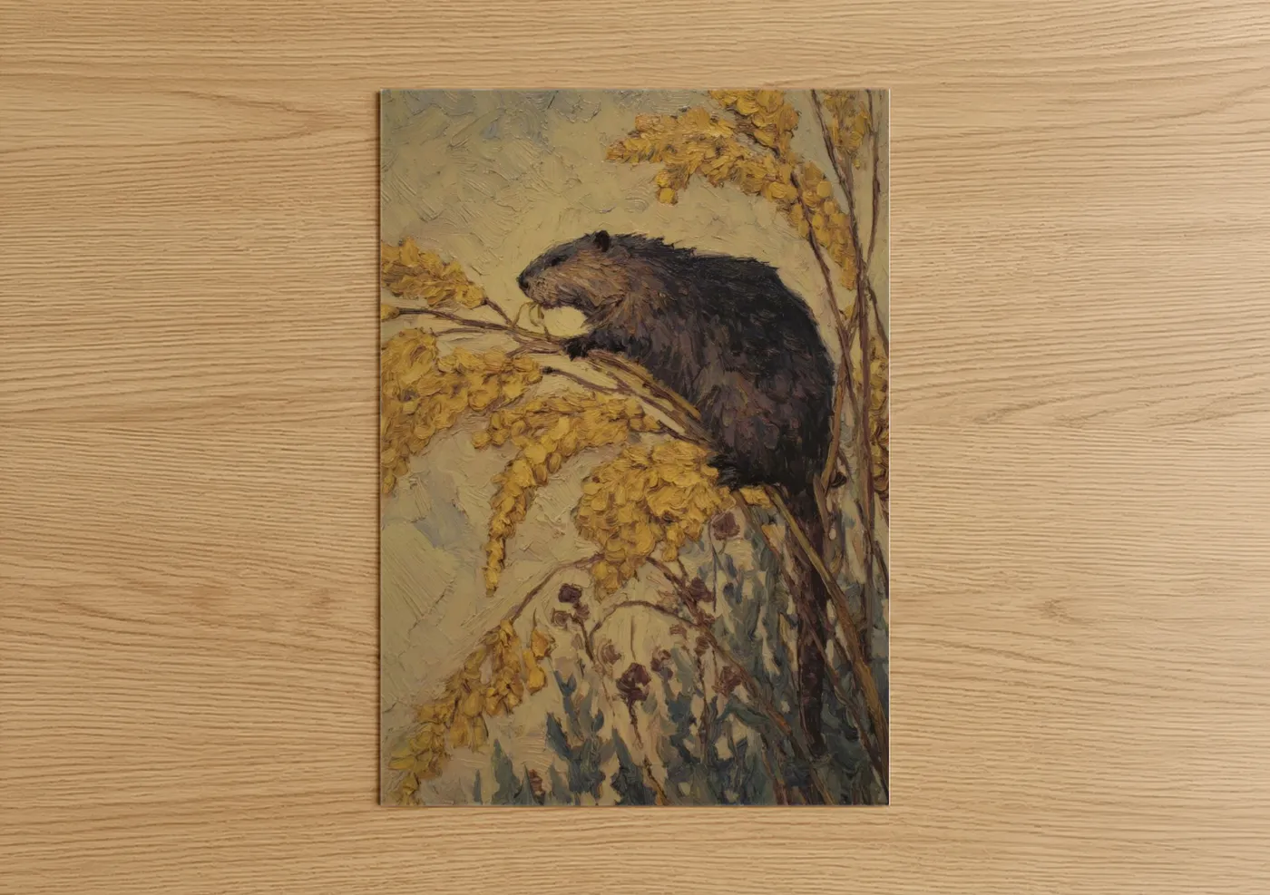 Autumn Beaver Foraging Wildlife Wall Art