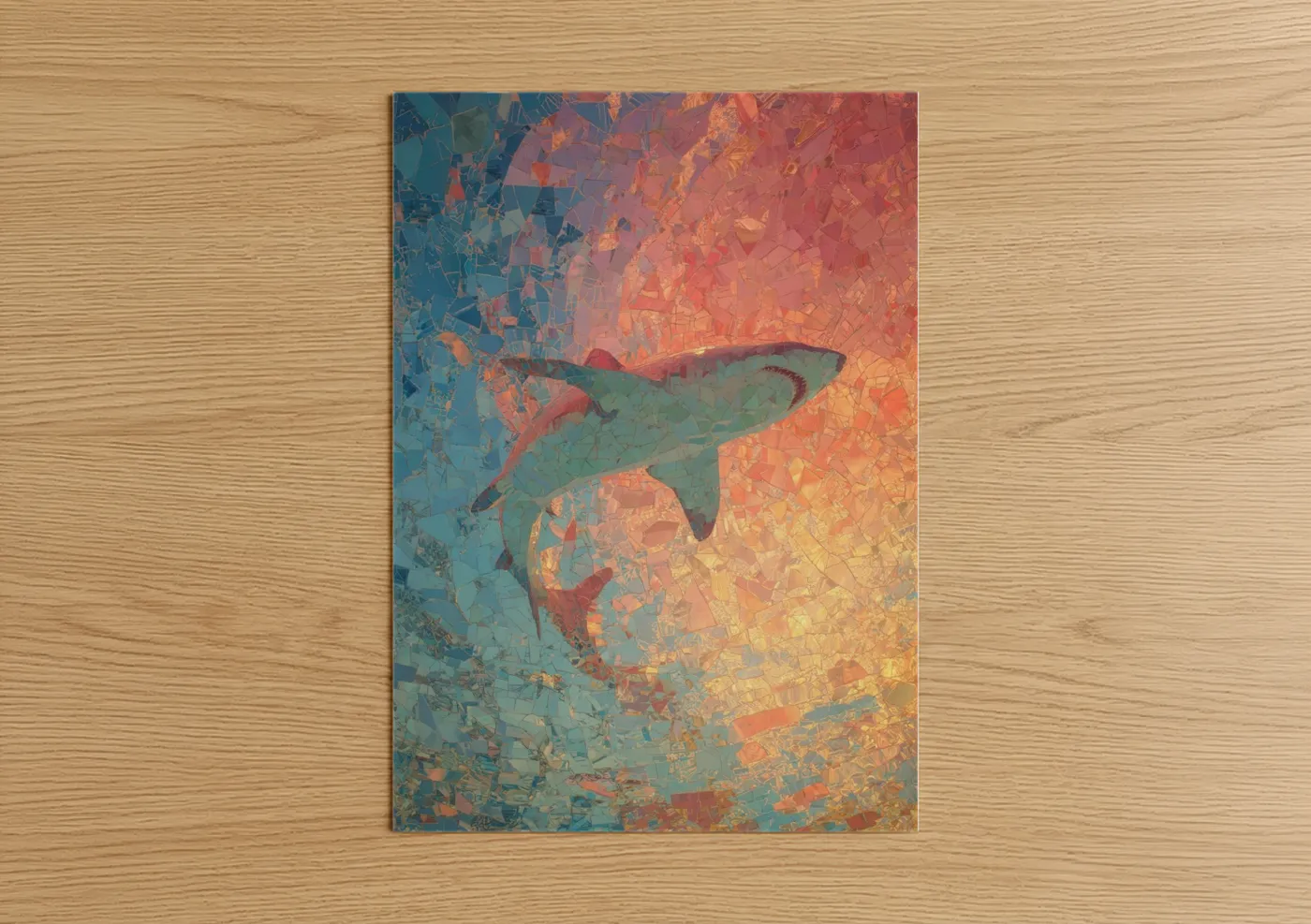 Geometric Blue Shark Abstract Wall Art
