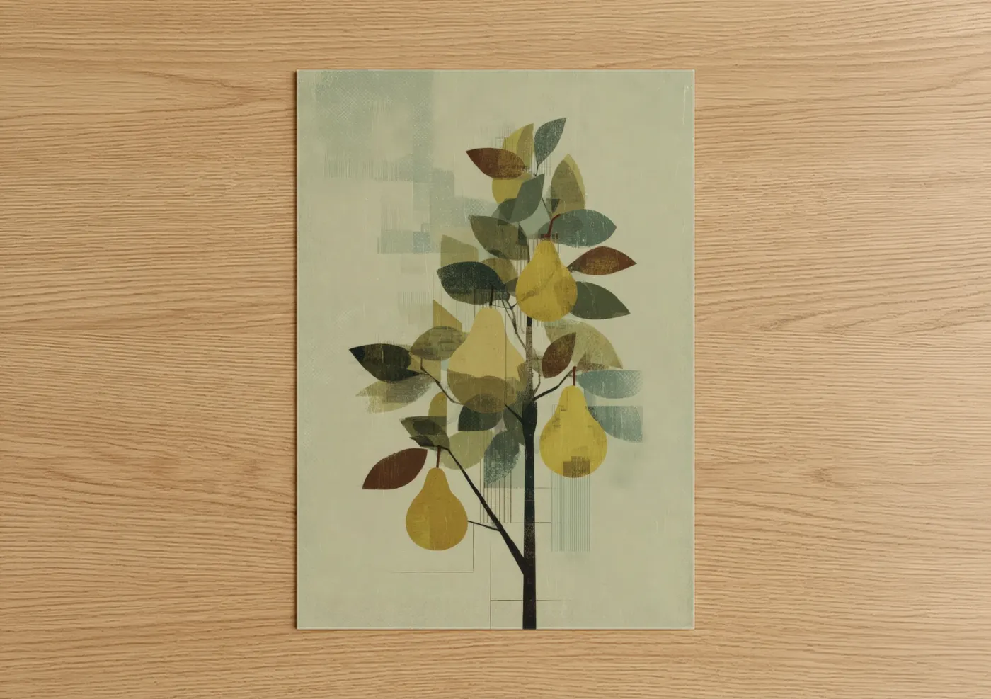 Golden Pear Tree Modern Botanical Wall Art