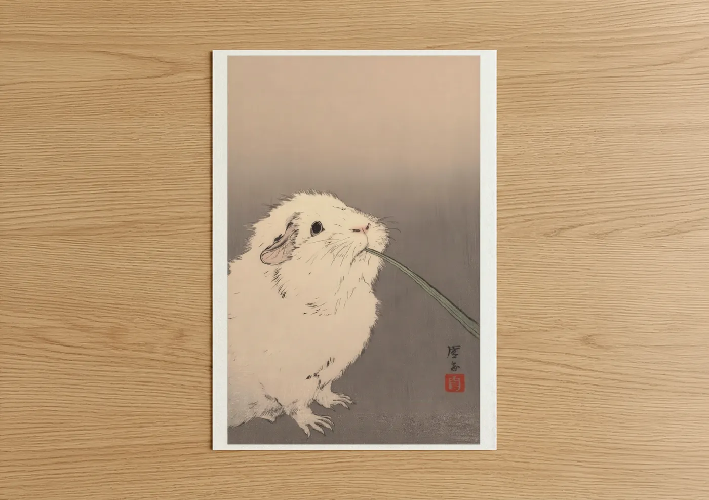 Curious Guinea Pig Japanese Wall Art