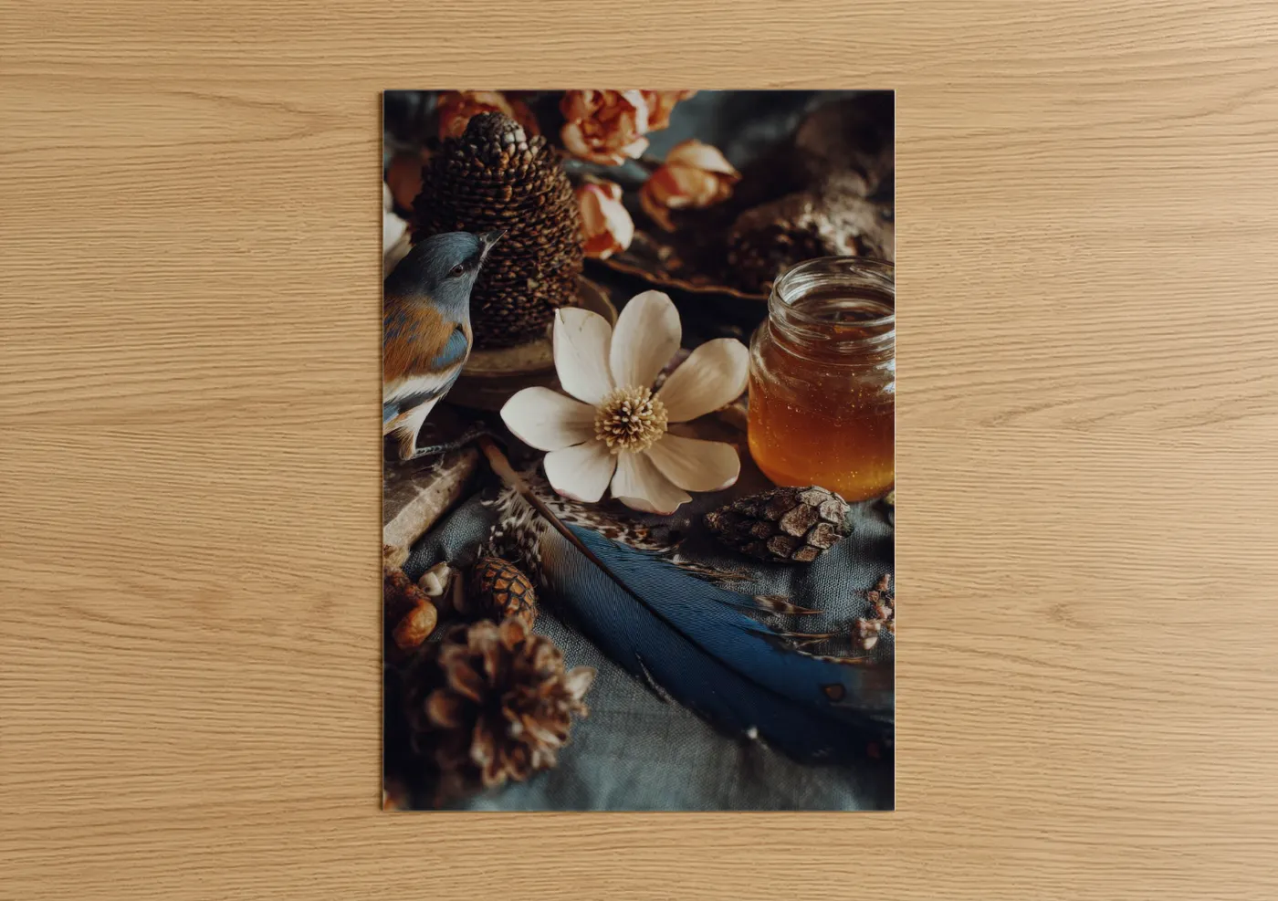 Autumn Blossom Bird Nature Still Life Wall Art