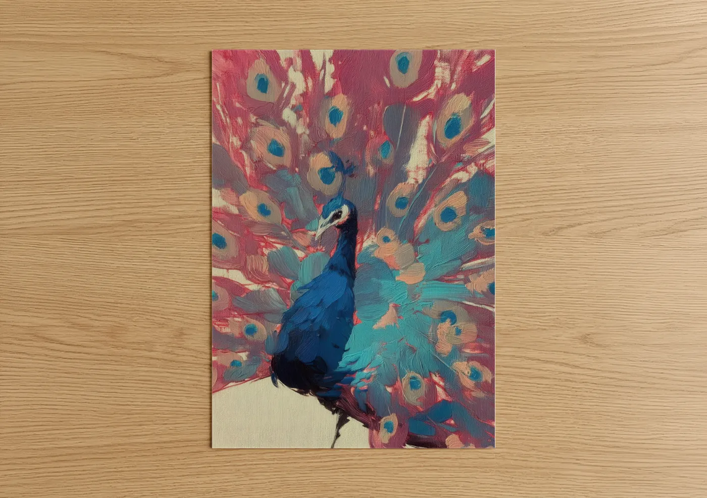 Crimson Peacock Display Modern Wall Art