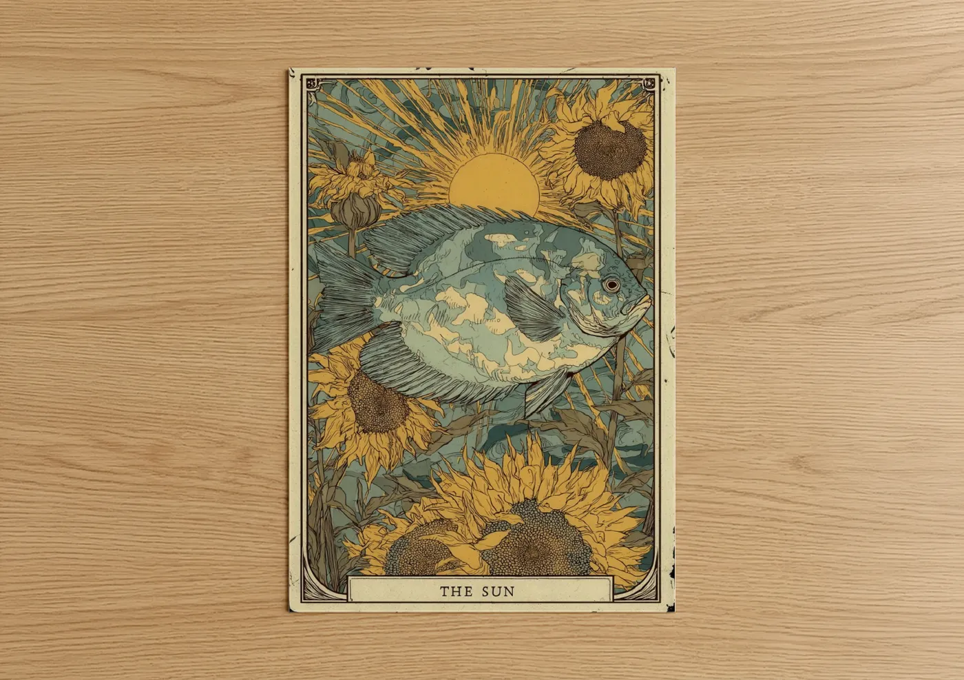 Discus Fish Sunflower Tarot Art Print Wall Art