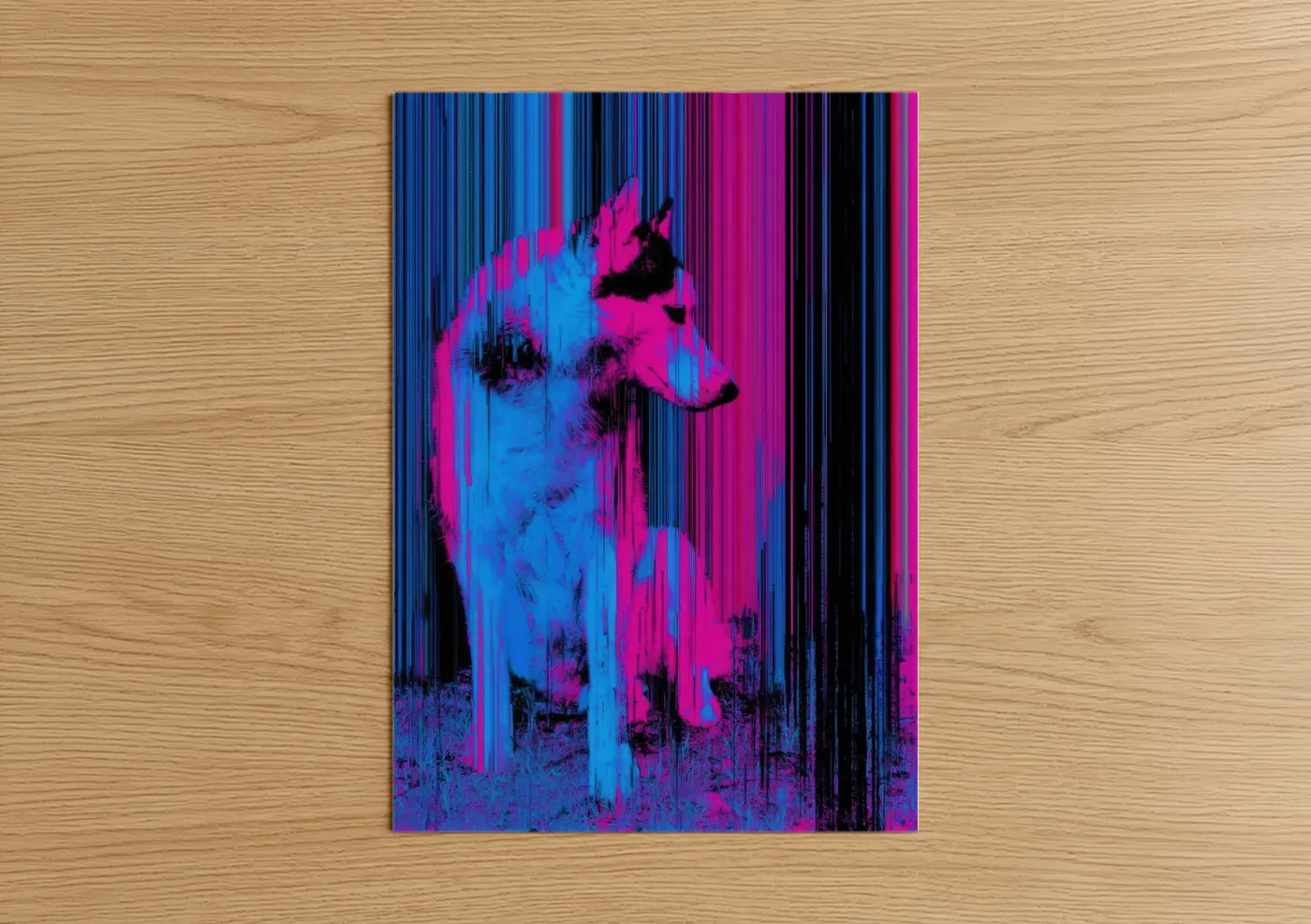 Neon Husky Pop Art Digital Portrait Wall Art