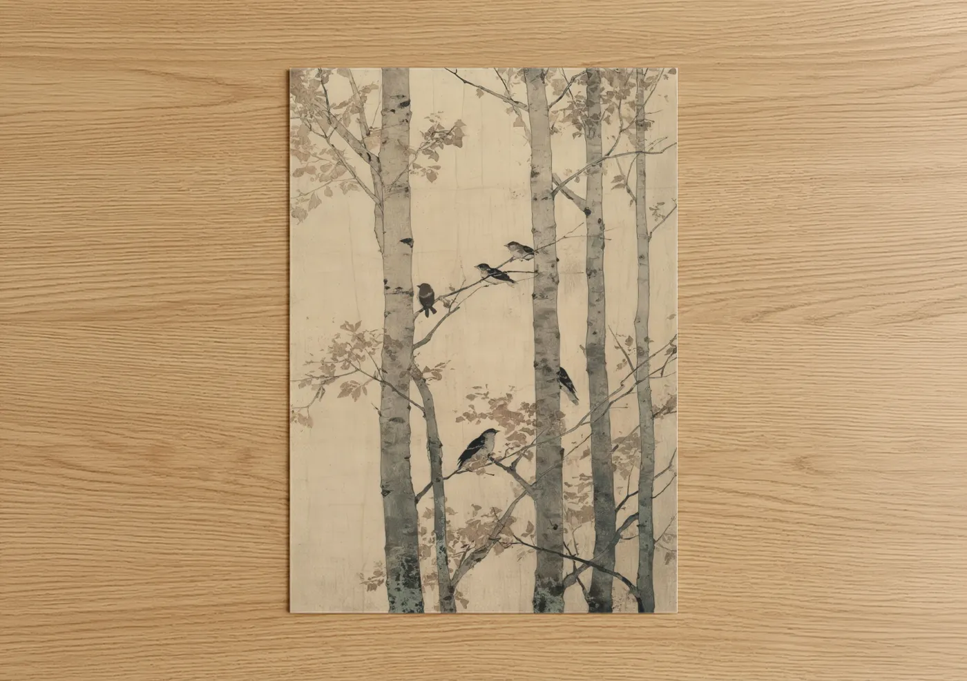 Aspen Forest Birds Watercolor Wall Art