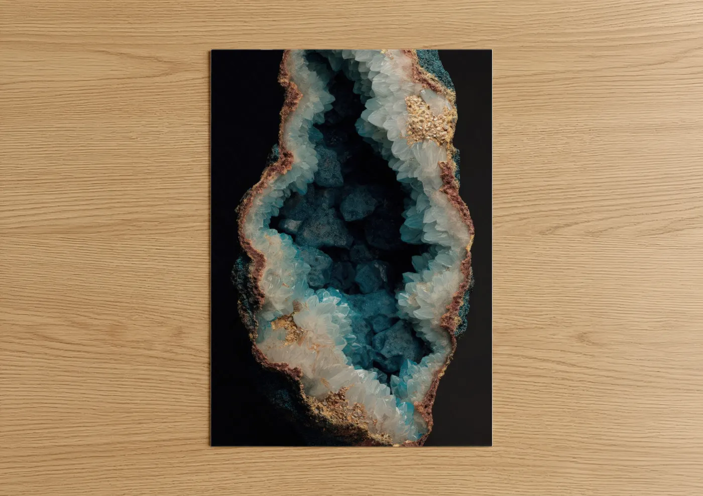 Teal Geode Crystal Formation Wall Art