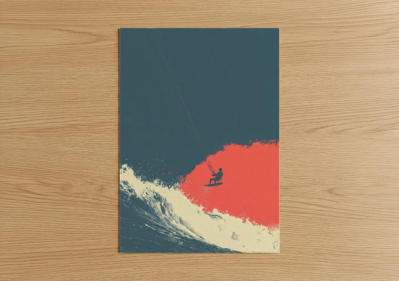 Kite Surfer Coral Wave Action Wall Art