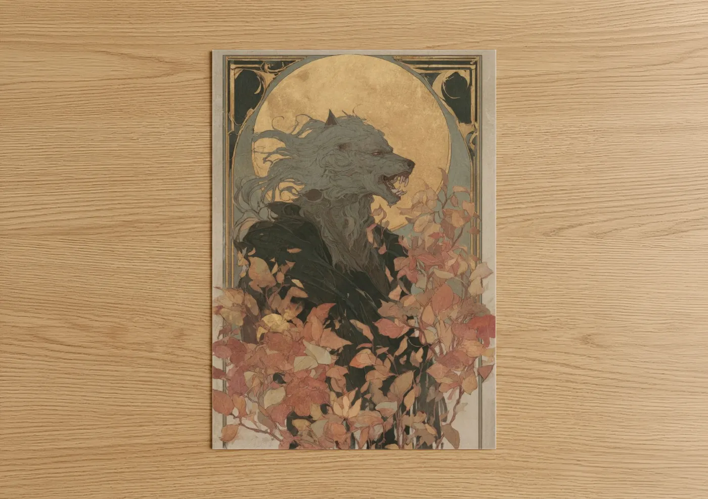 Autumn Werewolf Mythical Creature Wall Art