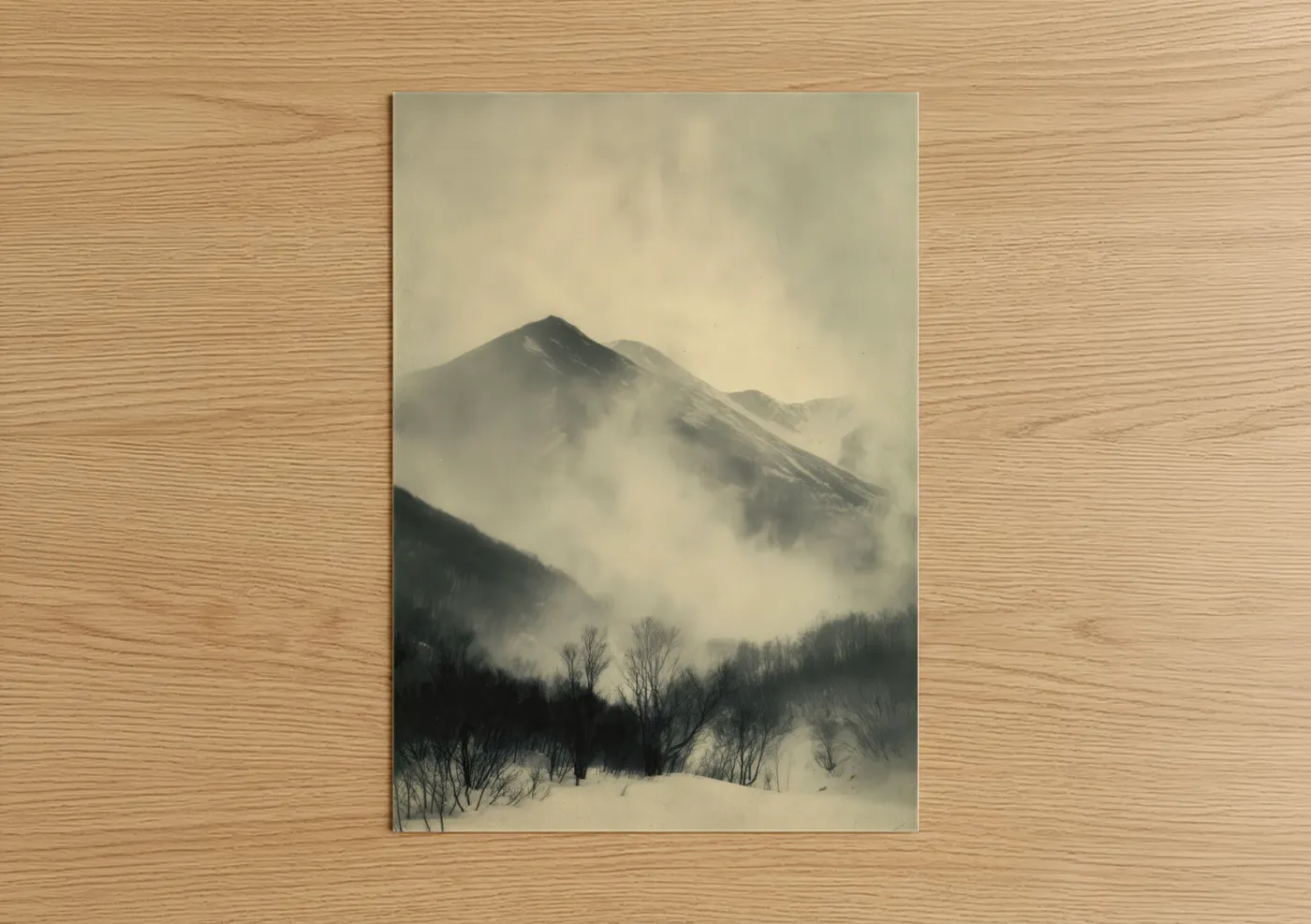 Snowy Mountain Mist Winter Landscape Wall Art