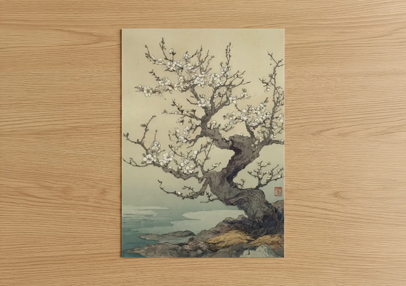 Coastal Bonsai Tree Watercolor Wall Art