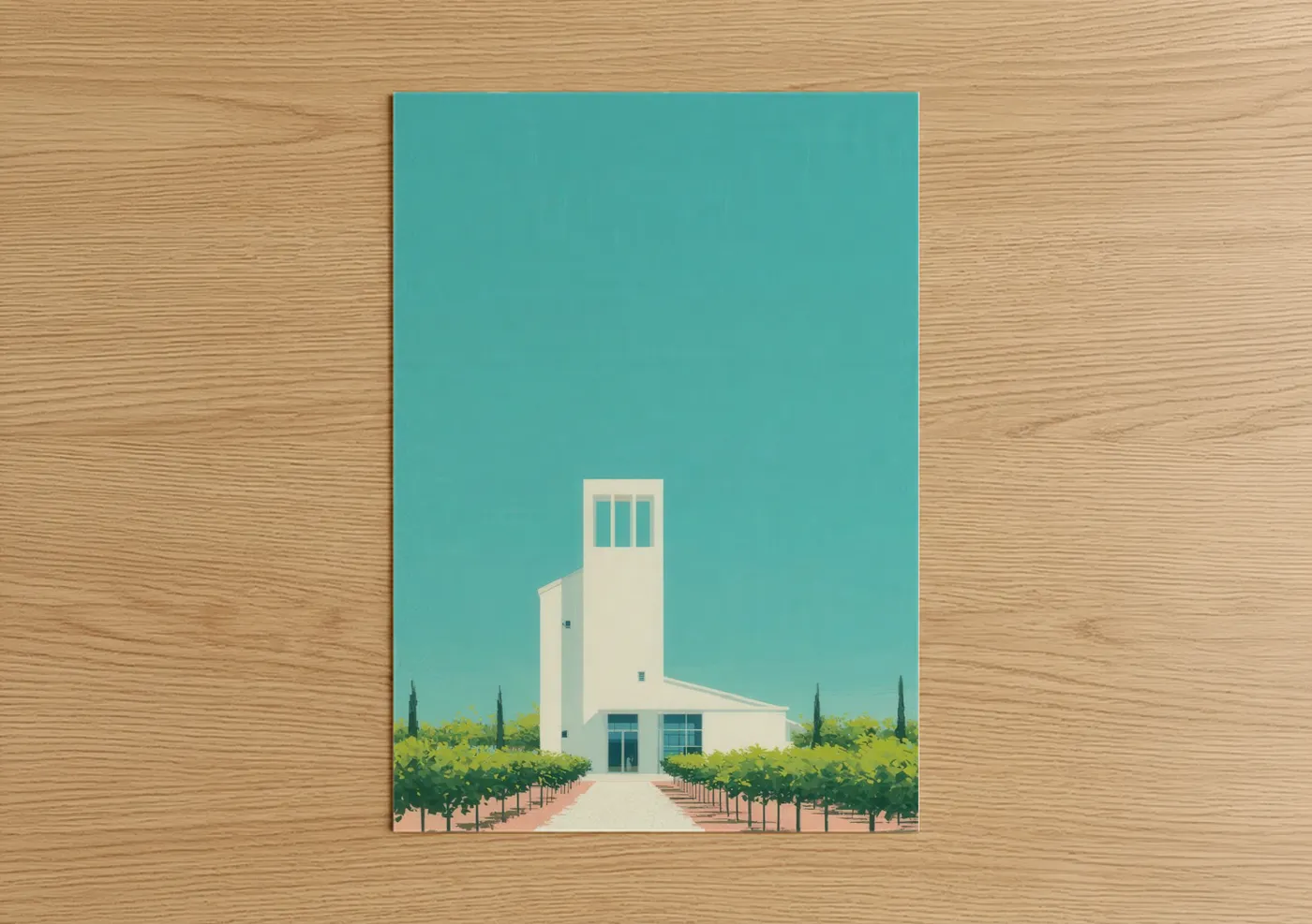 Modernist Tower Vineyard Architecture Wall Art