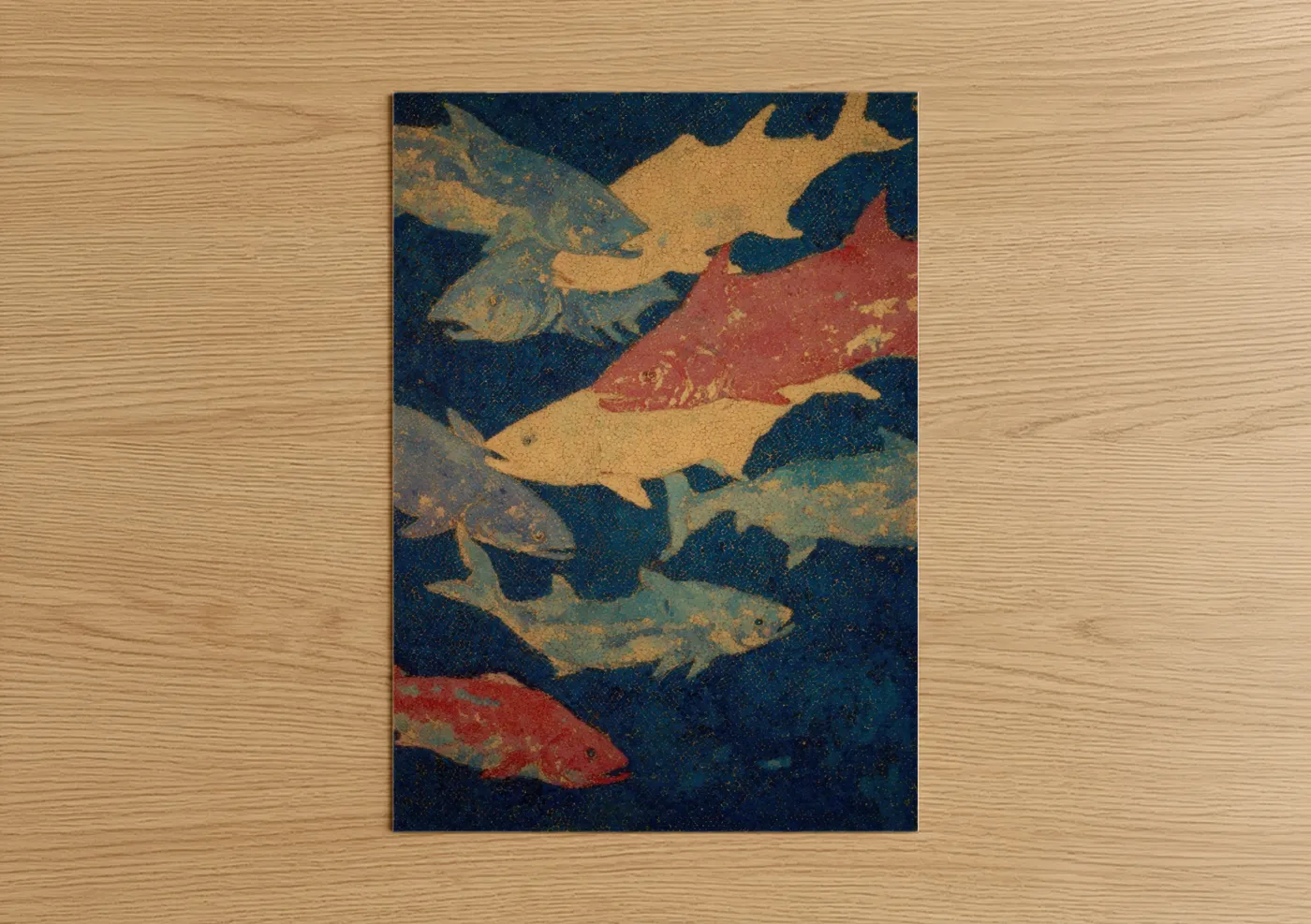 Golden Tuna School Abstract Wall Art