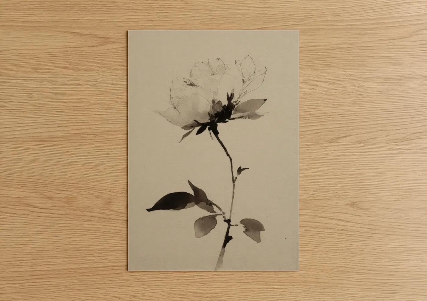 Ink Peony Watercolor Botanical Wall Art