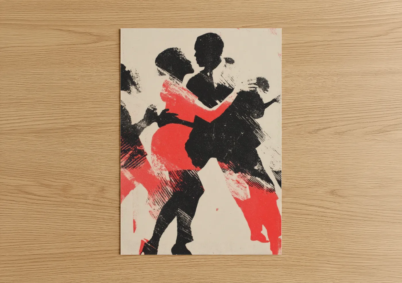 Passionate Salsa Dancers Red Black Wall Art