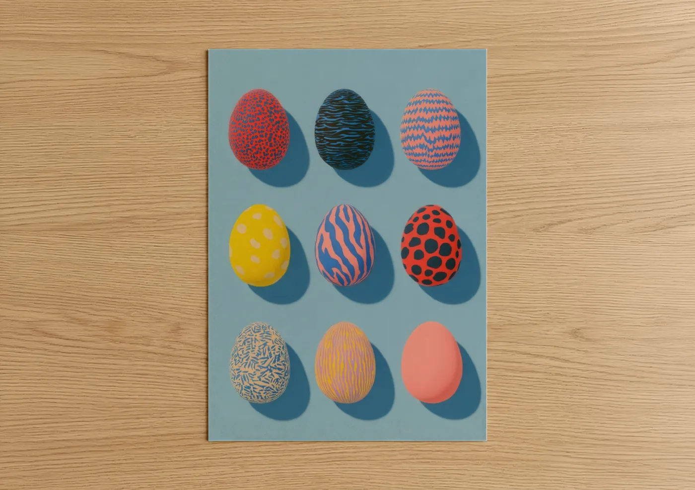 Colorful Patterned Easter Eggs Collection Wall Art