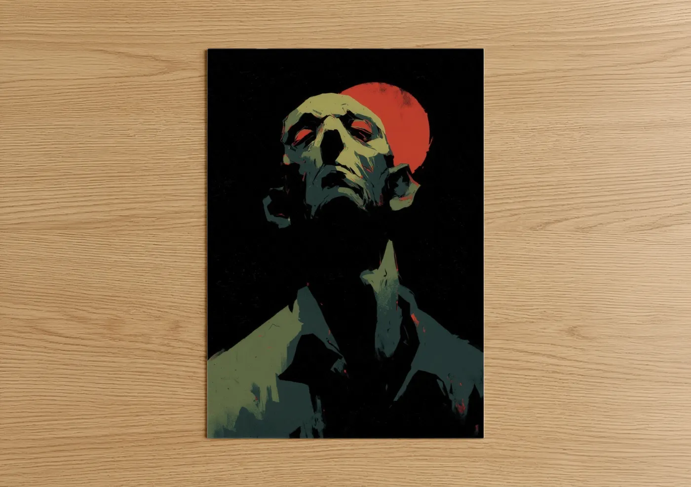 Crimson Zombie Portrait Dark Fantasy Wall Art