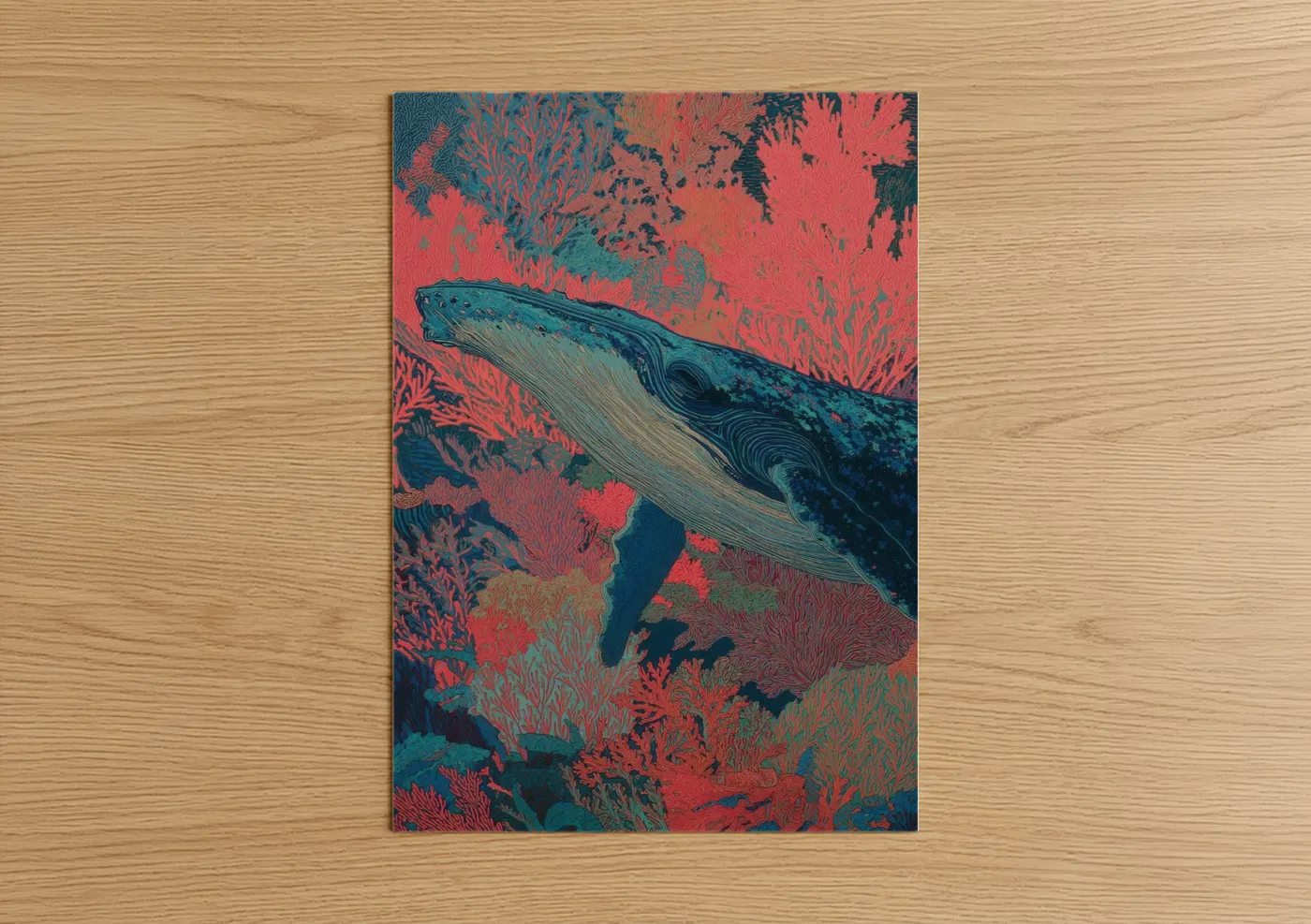 Humpback Whale Coral Reef Art Wall Art
