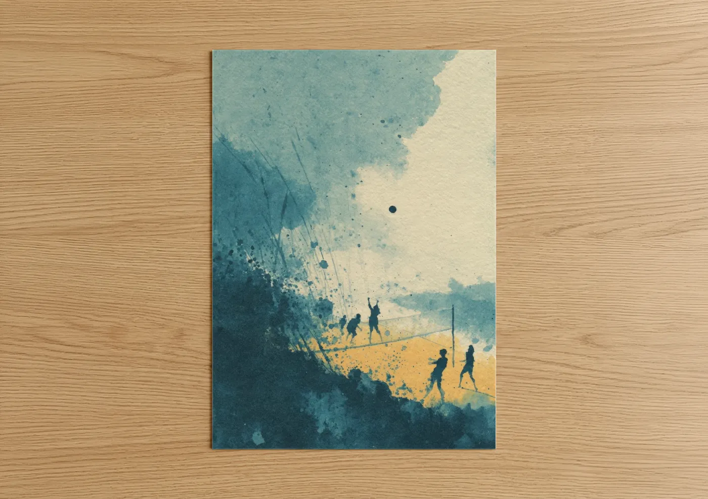 Watercolor Volleyball Players Dynamic Wall Art