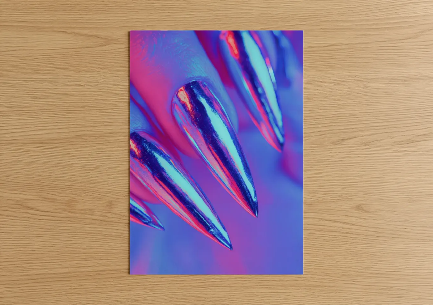 Neon Chrome Nail Art Design Wall Art
