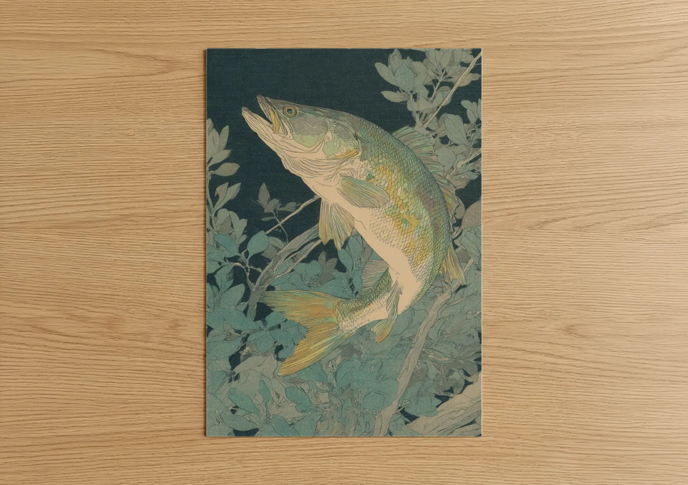 Golden Snook Fish Watercolor Wall Art