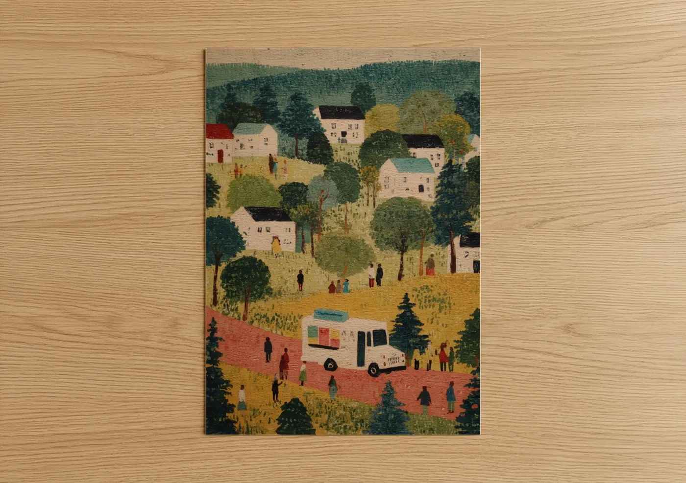Vintage Countryside Delivery Truck Illustration Wall Art