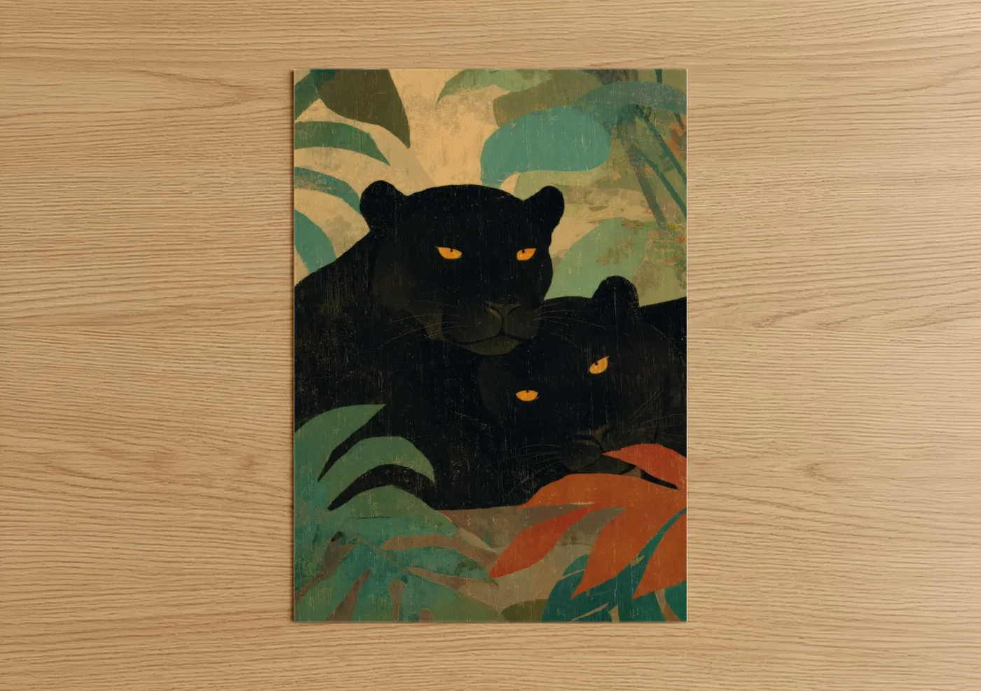 Black Panther Couple Jungle Love Wall Art