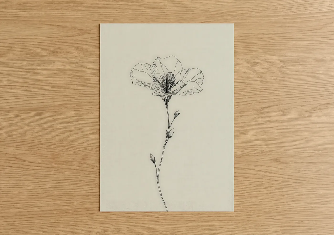 Delicate Hibiscus Line Art Botanical Wall Art