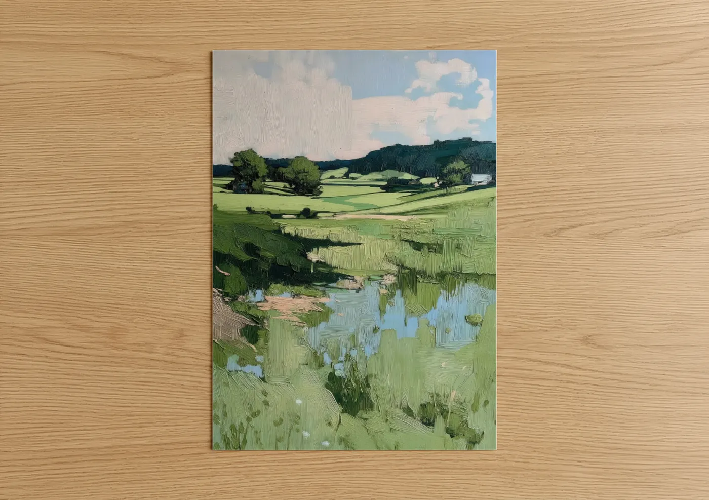 Pastoral Valley Landscape Oil Painting Wall Art