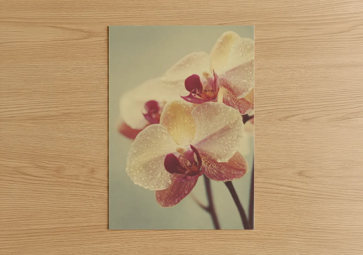 Dewy Orchid Bloom Pink White Flowers Wall Art